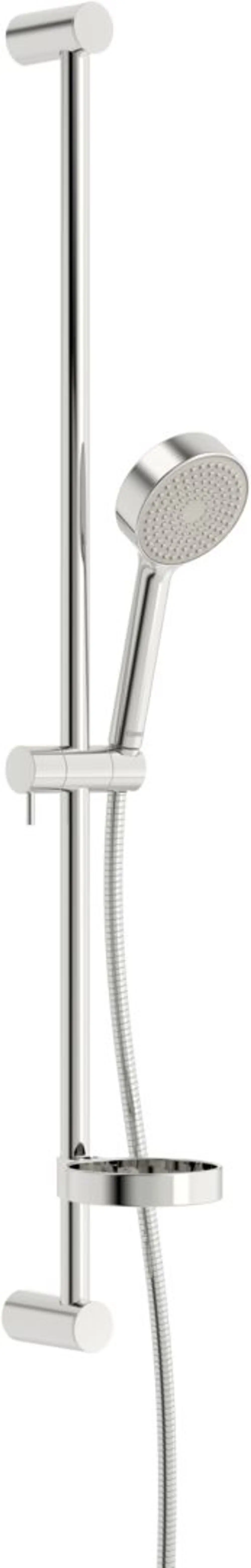 Wandstangengarnitur in Chromausführung mit Handbrause, flexibler Schlauchverbindung und Halterung, gehört zur Produktlinie von HANSA.